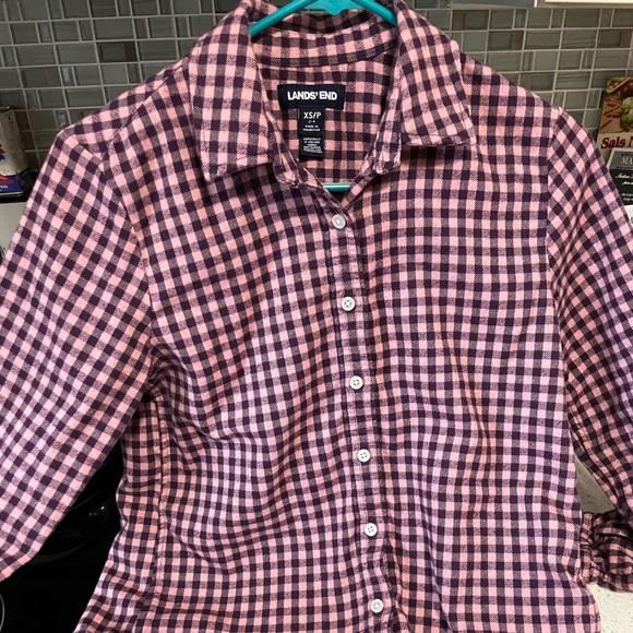 LANDS’ END Women’s Checkered Flannel Shirt. Size XSP - Picture 1 of 7